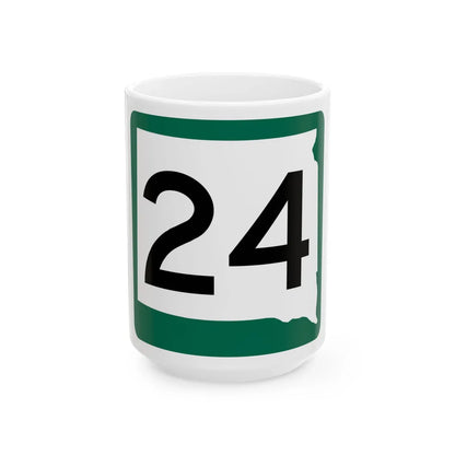 SD 24 (South Dakota) (Road Sign) White Coffee Mug 15oz - Go Mug Yourself