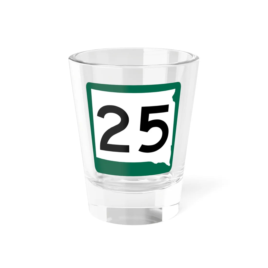 SD 25 (South Dakota) (Road Sign) Shot Glass 1.5oz 1.5oz - Go Mug Yourself