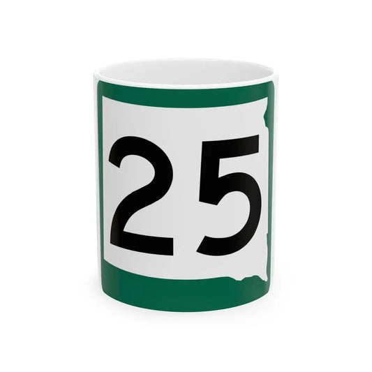 SD 25 (South Dakota) (Road Sign) White Coffee Mug 11oz - Go Mug Yourself
