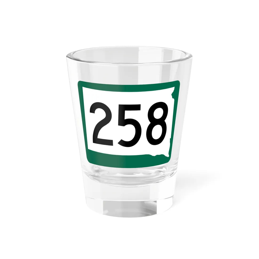 SD 258 (South Dakota) (Road Sign) Shot Glass 1.5oz 1.5oz - Go Mug Yourself