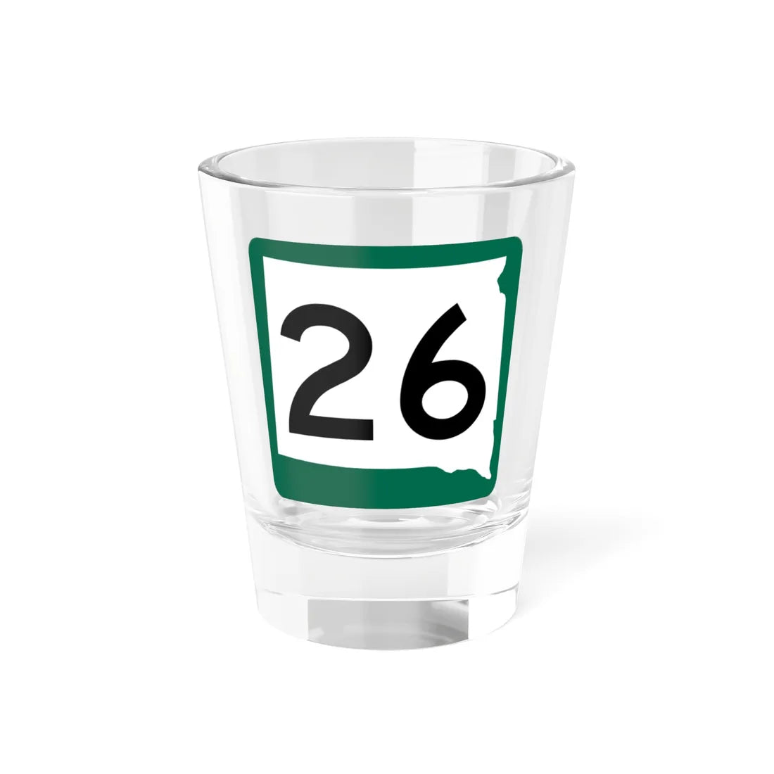 SD 26 (South Dakota) (Road Sign) Shot Glass 1.5oz 1.5oz - Go Mug Yourself