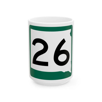 SD 26 (South Dakota) (Road Sign) White Coffee Mug 15oz - Go Mug Yourself