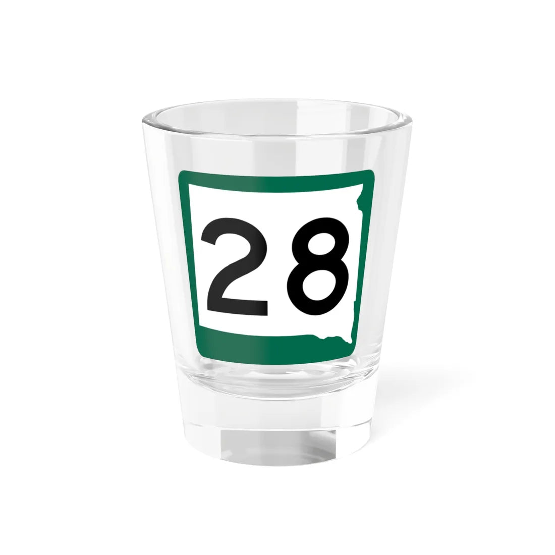 SD 28 (South Dakota) (Road Sign) Shot Glass 1.5oz 1.5oz - Go Mug Yourself
