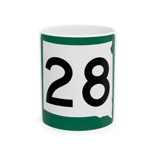 SD 28 (South Dakota) (Road Sign) White Coffee Mug 11oz - Go Mug Yourself