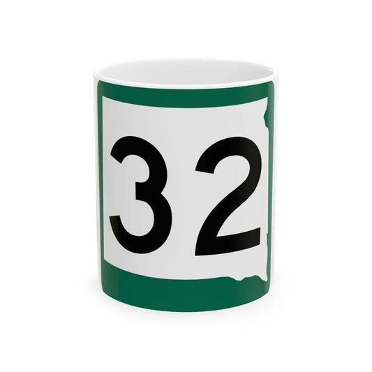 SD 32 (South Dakota) (Road Sign) White Coffee Mug 11oz - Go Mug Yourself