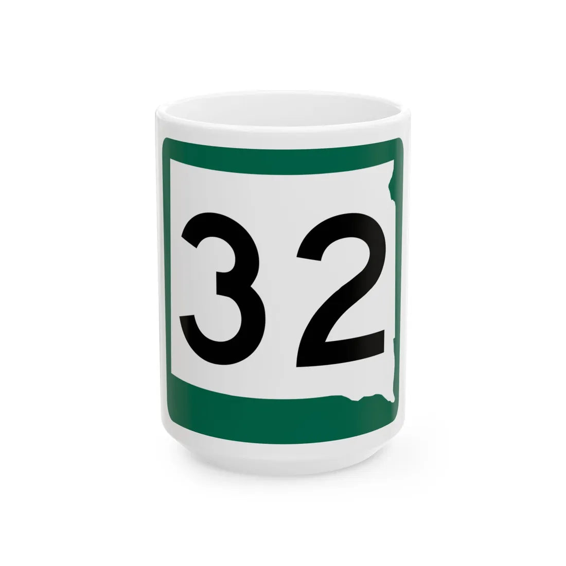 SD 32 (South Dakota) (Road Sign) White Coffee Mug 15oz - Go Mug Yourself