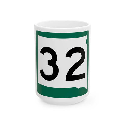 SD 32 (South Dakota) (Road Sign) White Coffee Mug 15oz - Go Mug Yourself