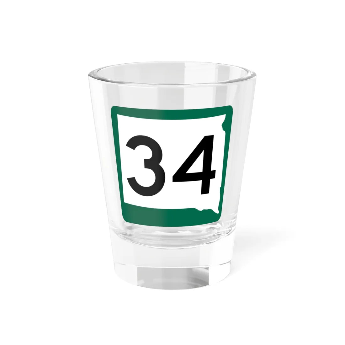 SD 34 (South Dakota) (Road Sign) Shot Glass 1.5oz 1.5oz - Go Mug Yourself