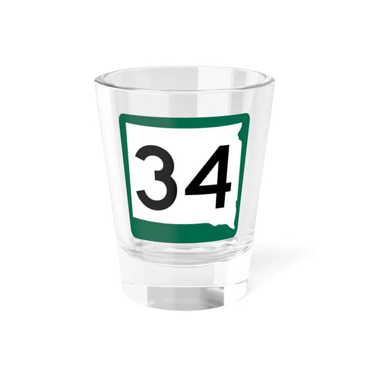 SD 34 (South Dakota) (Road Sign) Shot Glass 1.5oz 1.5oz - Go Mug Yourself