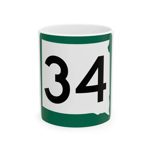 SD 34 (South Dakota) (Road Sign) White Coffee Mug 11oz - Go Mug Yourself