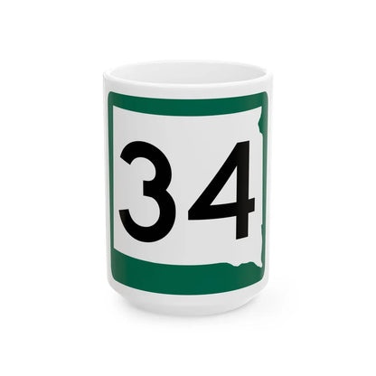 SD 34 (South Dakota) (Road Sign) White Coffee Mug 15oz - Go Mug Yourself