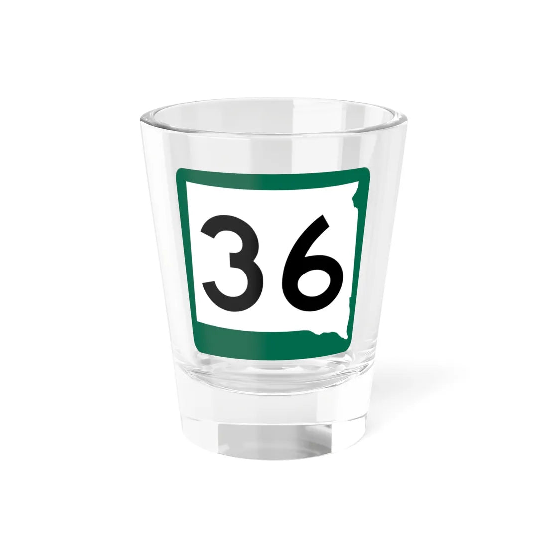 SD 36 (South Dakota) (Road Sign) Shot Glass 1.5oz 1.5oz - Go Mug Yourself