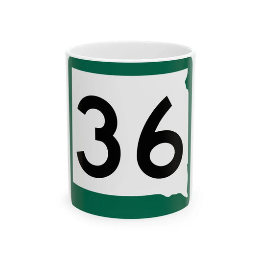 SD 36 (South Dakota) (Road Sign) White Coffee Mug 11oz - Go Mug Yourself