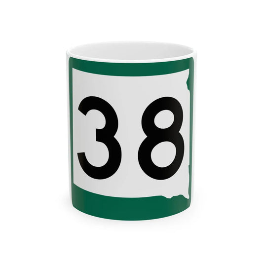 SD 38 (South Dakota) (Road Sign) White Coffee Mug 11oz - Go Mug Yourself