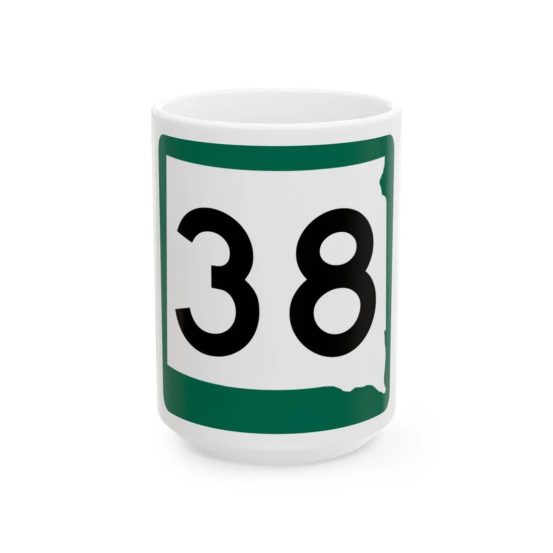 SD 38 (South Dakota) (Road Sign) White Coffee Mug 15oz - Go Mug Yourself