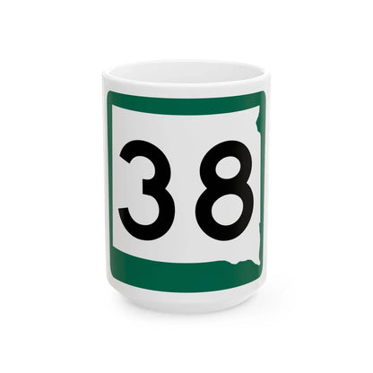 SD 38 (South Dakota) (Road Sign) White Coffee Mug 15oz - Go Mug Yourself