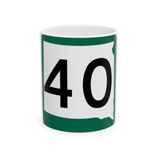 SD 40 (South Dakota) (Road Sign) White Coffee Mug 11oz - Go Mug Yourself