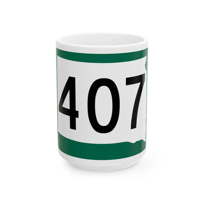 SD 407 (South Dakota) (Road Sign) White Coffee Mug 15oz - Go Mug Yourself