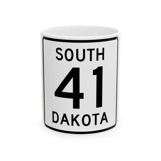 SD 41 1950 (South Dakota) (Road Sign) White Coffee Mug 11oz - Go Mug Yourself