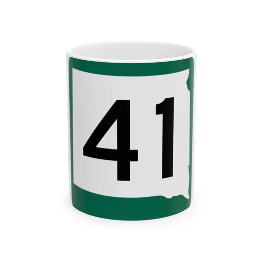 SD 41 (South Dakota) (Road Sign) White Coffee Mug 11oz - Go Mug Yourself