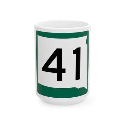 SD 41 (South Dakota) (Road Sign) White Coffee Mug 15oz - Go Mug Yourself