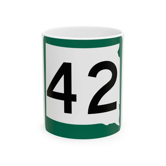SD 42 (South Dakota) (Road Sign) White Coffee Mug 11oz - Go Mug Yourself