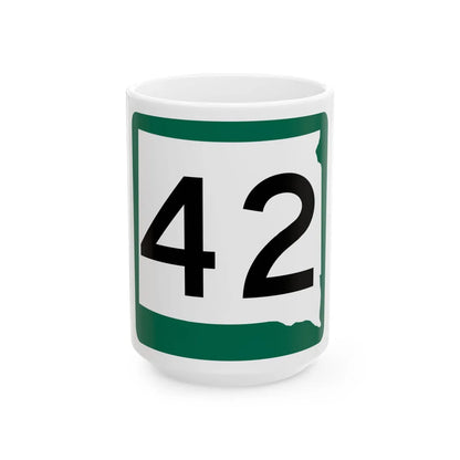 SD 42 (South Dakota) (Road Sign) White Coffee Mug 15oz - Go Mug Yourself