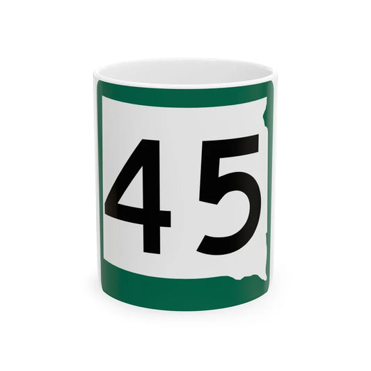 SD 45 (South Dakota) (Road Sign) White Coffee Mug 11oz - Go Mug Yourself