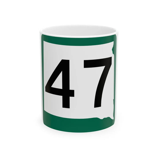 SD 47 (South Dakota) (Road Sign) White Coffee Mug 11oz - Go Mug Yourself