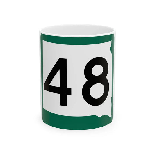 SD 48 (South Dakota) (Road Sign) White Coffee Mug 11oz - Go Mug Yourself