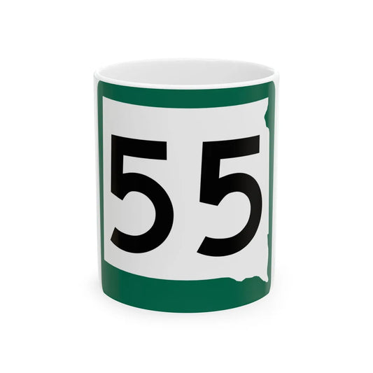 SD 55 (South Dakota) (Road Sign) White Coffee Mug 11oz - Go Mug Yourself