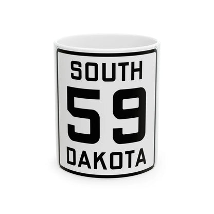 SD 59 1926 (South Dakota) (Road Sign) White Coffee Mug 11oz - Go Mug Yourself
