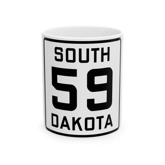 SD 59 1926 (South Dakota) (Road Sign) White Coffee Mug 11oz - Go Mug Yourself