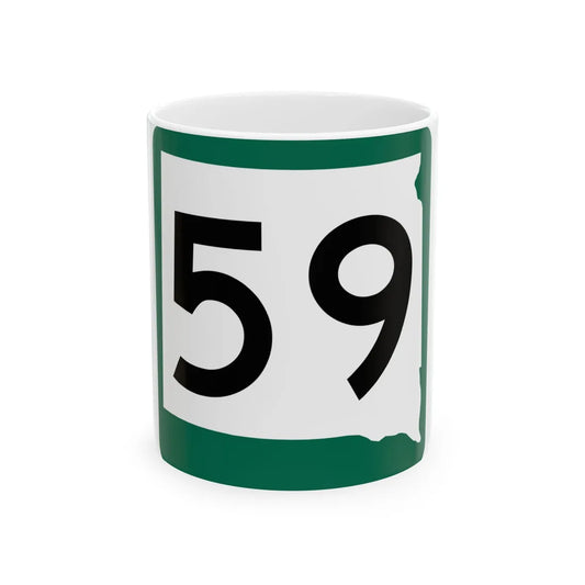 SD 59 (South Dakota) (Road Sign) White Coffee Mug 11oz - Go Mug Yourself
