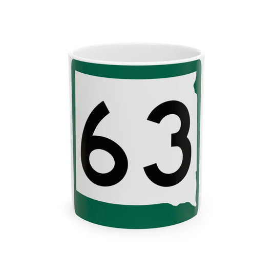 SD 63 (South Dakota) (Road Sign) White Coffee Mug 11oz - Go Mug Yourself