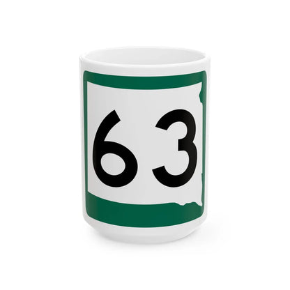 SD 63 (South Dakota) (Road Sign) White Coffee Mug 15oz - Go Mug Yourself