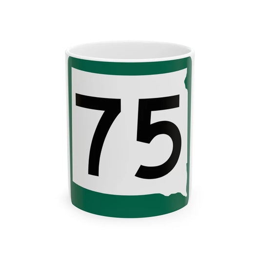 SD 75 (South Dakota) (Road Sign) White Coffee Mug 11oz - Go Mug Yourself