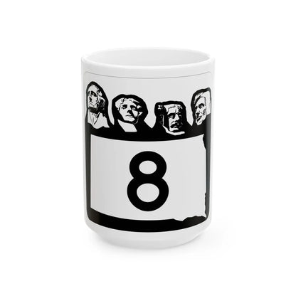 SD 8 1960 (South Dakota) (Road Sign) White Coffee Mug 15oz - Go Mug Yourself