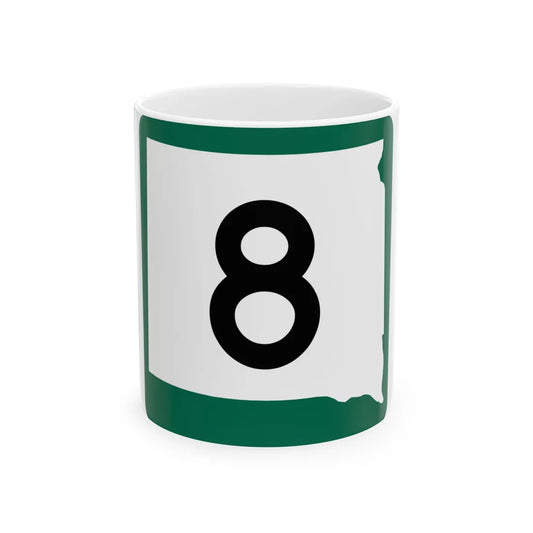 SD 8 (South Dakota) (Road Sign) White Coffee Mug 11oz - Go Mug Yourself