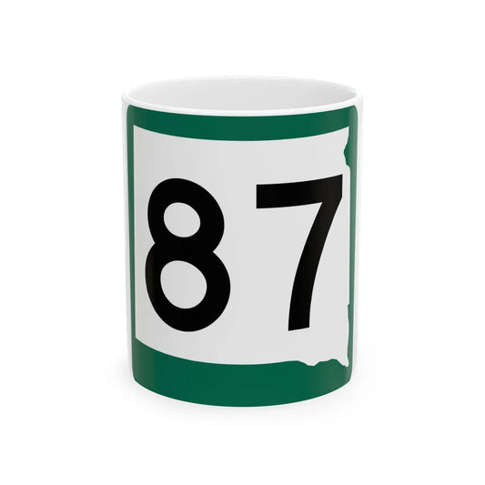 SD 87 (South Dakota) (Road Sign) White Coffee Mug 11oz - Go Mug Yourself