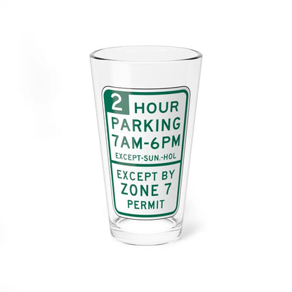 SDOT R7-108P (Washington) (Road Sign) Pint Glass 16oz 16oz - Go Mug Yourself