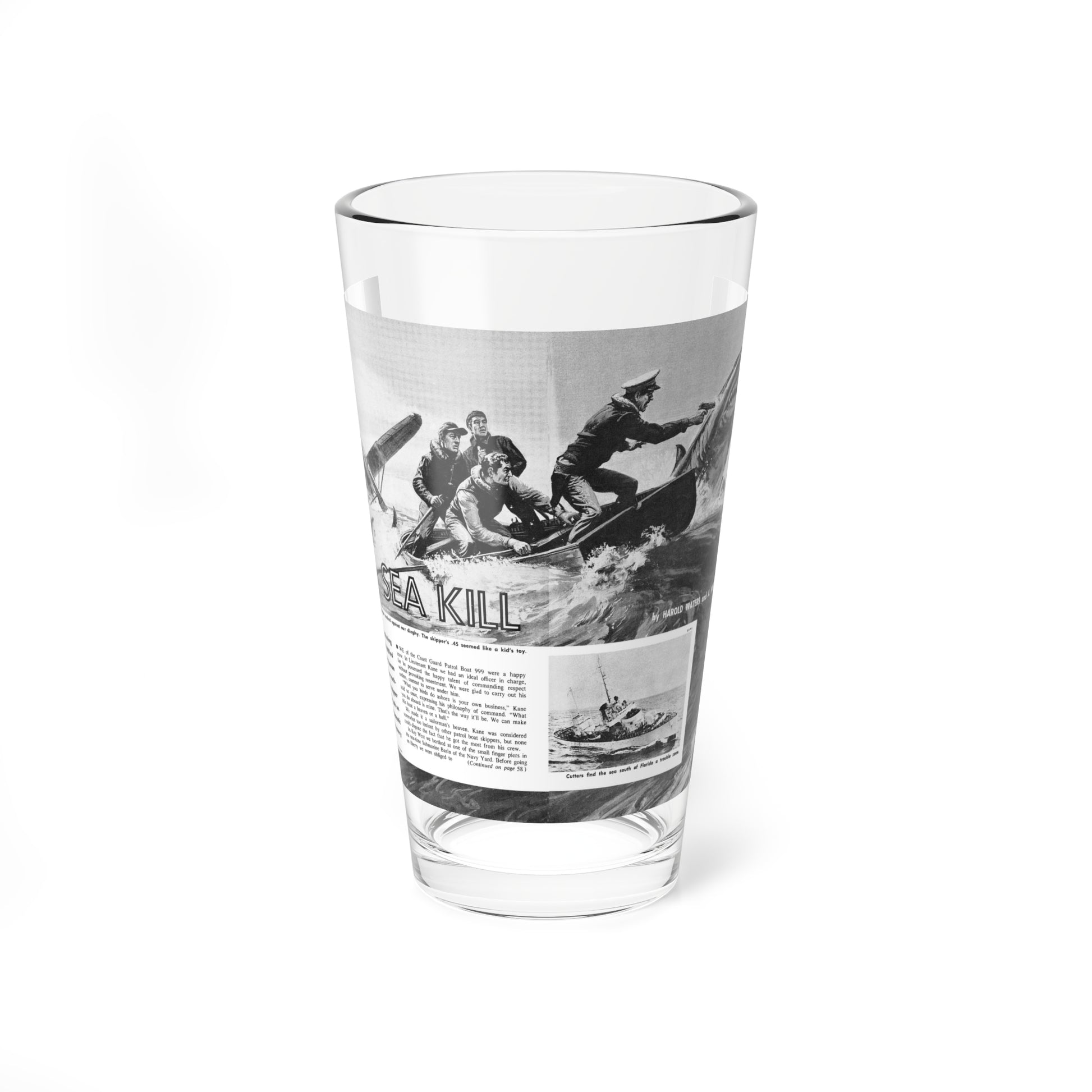 Sea Kill, True Adventures, December 1960 (Magazine Illustration) Pint Glass 16oz-16oz-Go Mug Yourself