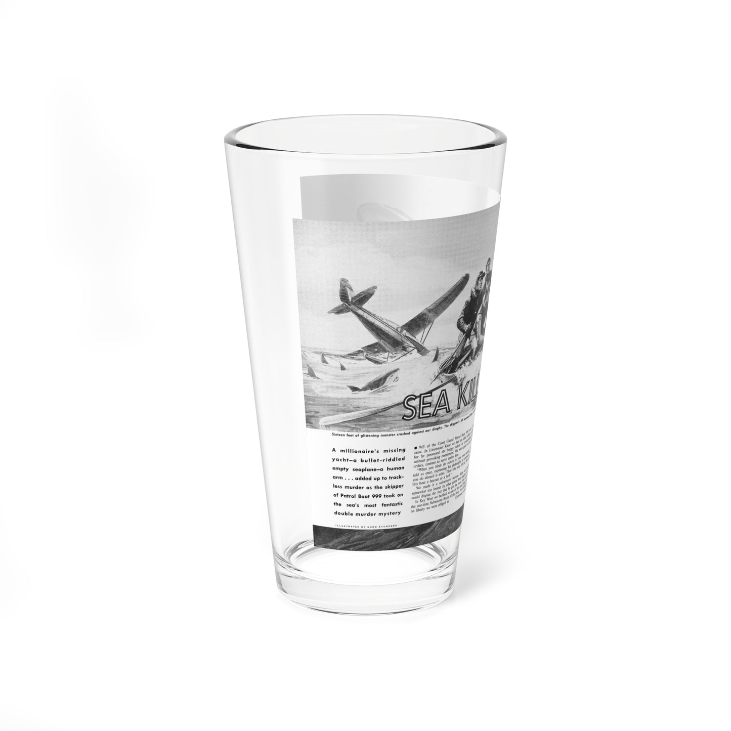 Sea Kill, True Adventures, December 1960 (Magazine Illustration) Pint Glass 16oz-Go Mug Yourself