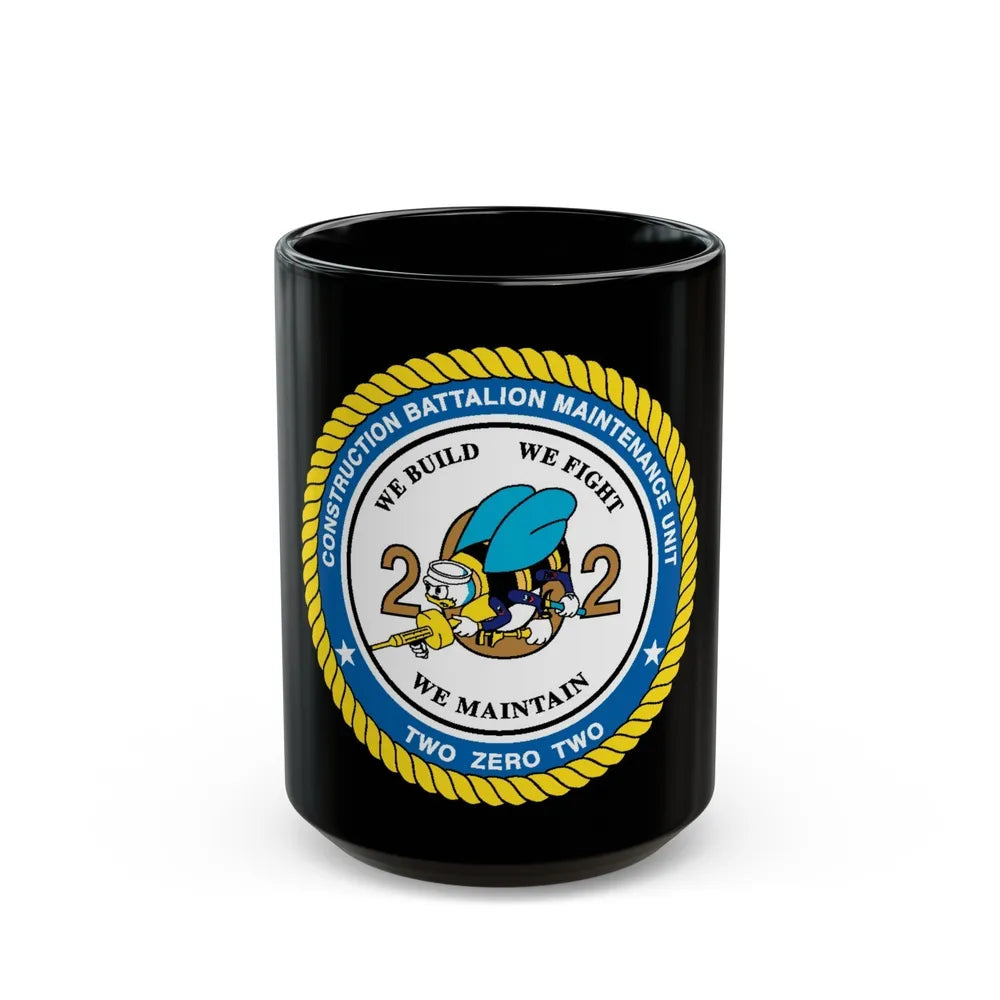 Seabee Unit 202 CBMU 202 (U.S. Navy) Black Coffee Mug-15oz-Go Mug Yourself