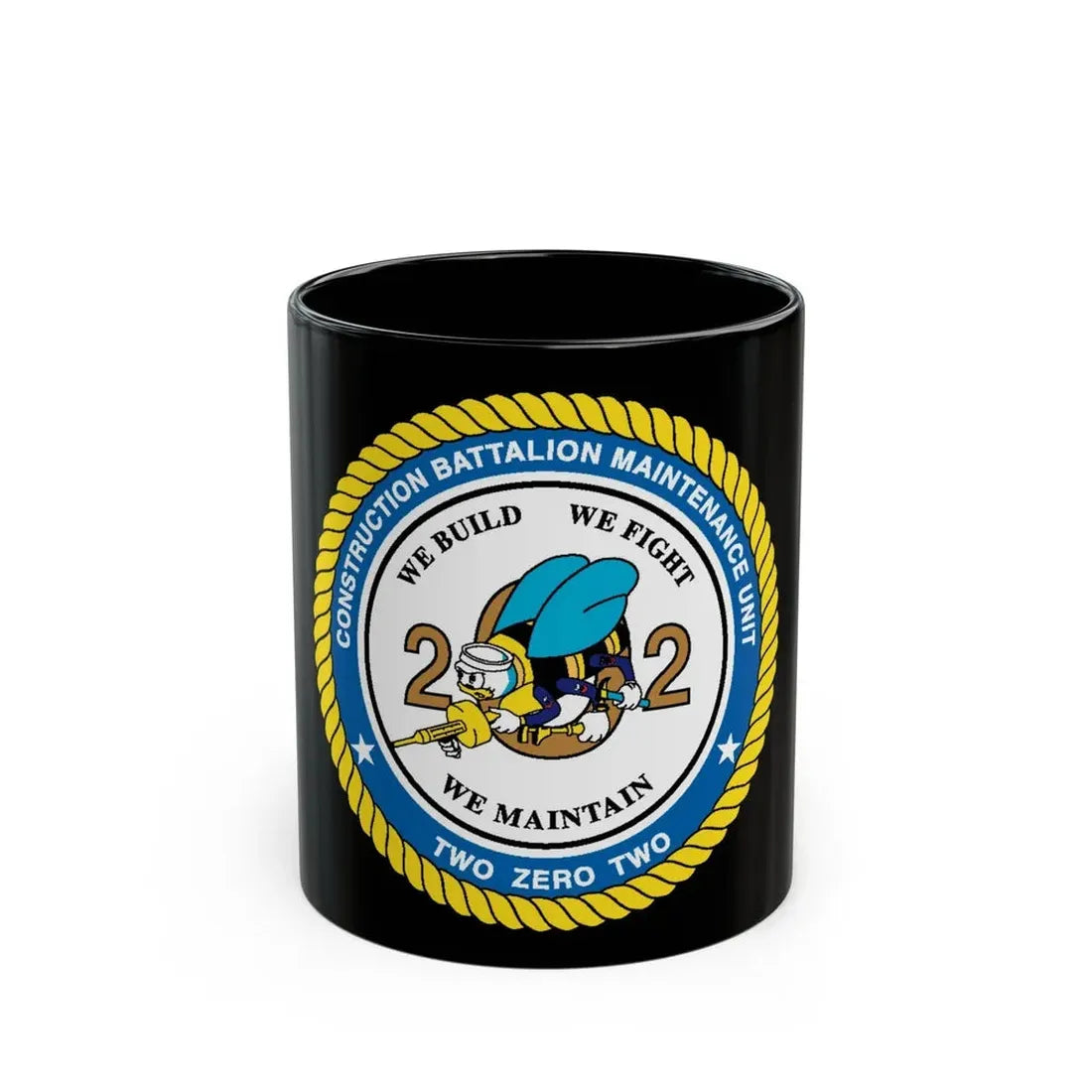 Seabee Unit 202 CBMU 202 (U.S. Navy) Black Coffee Mug 11oz - Go Mug Yourself