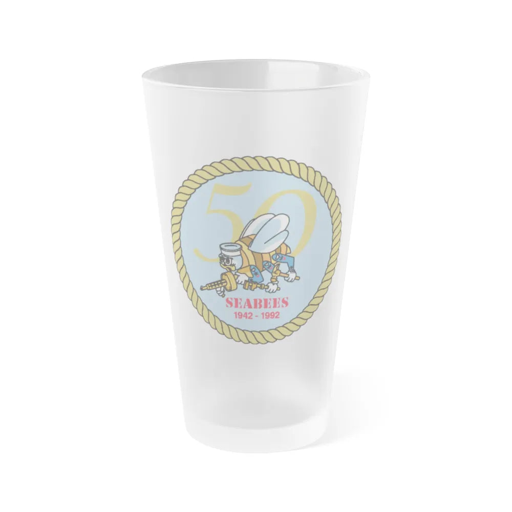 Seabees 50th (U.S. Navy) Frosted Pint Glass 16oz-Go Mug Yourself