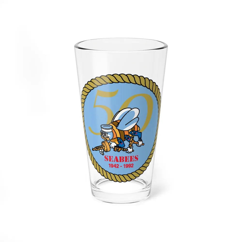 Seabees 50th (U.S. Navy) Pint Glass 16oz-16oz-Go Mug Yourself