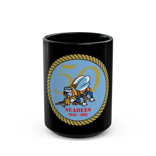 Seabees 50th (U.S. Navy) Black Coffee Mug 15oz - Go Mug Yourself