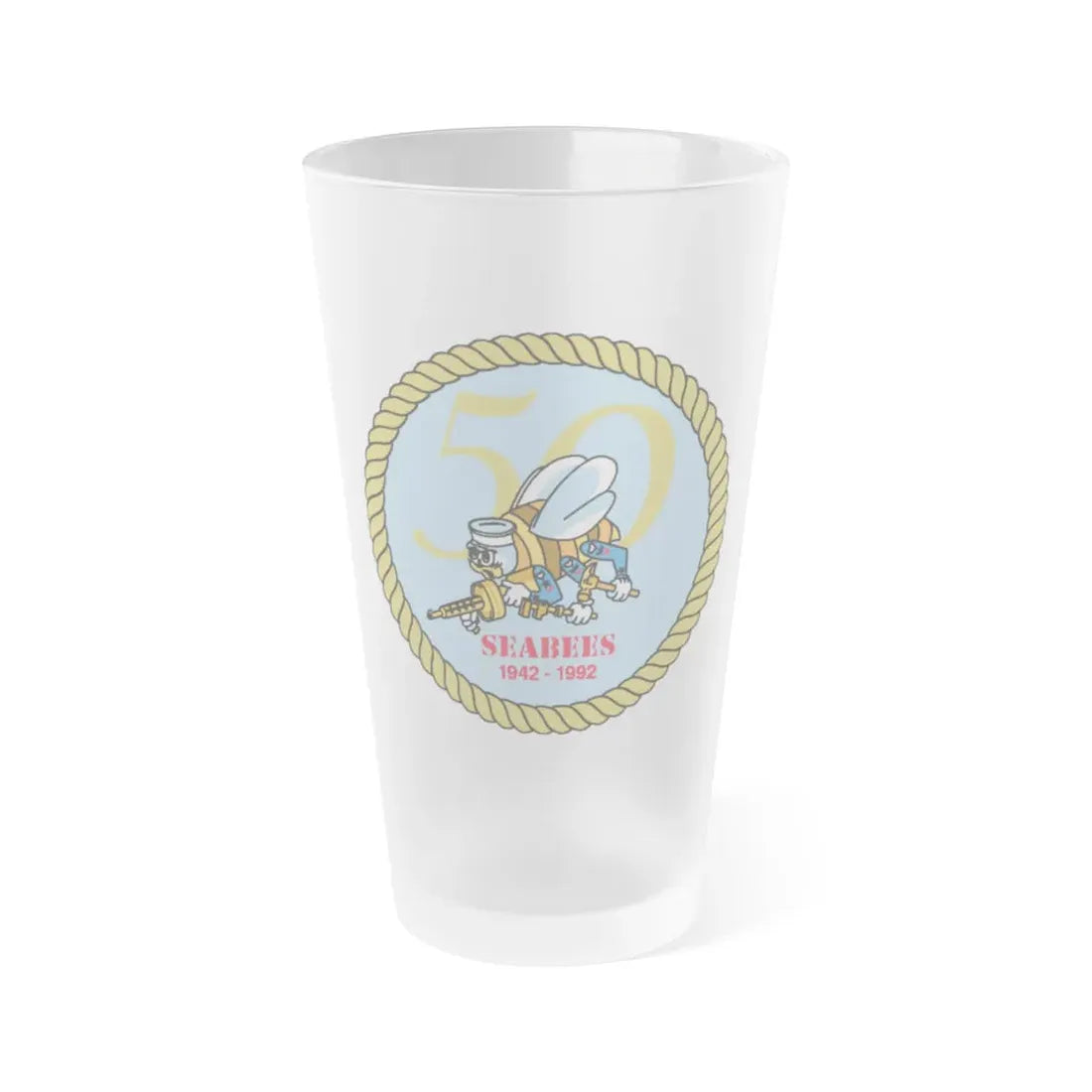 Seabees 50th (U.S. Navy) Frosted Pint Glass 16oz Default Title - Go Mug Yourself