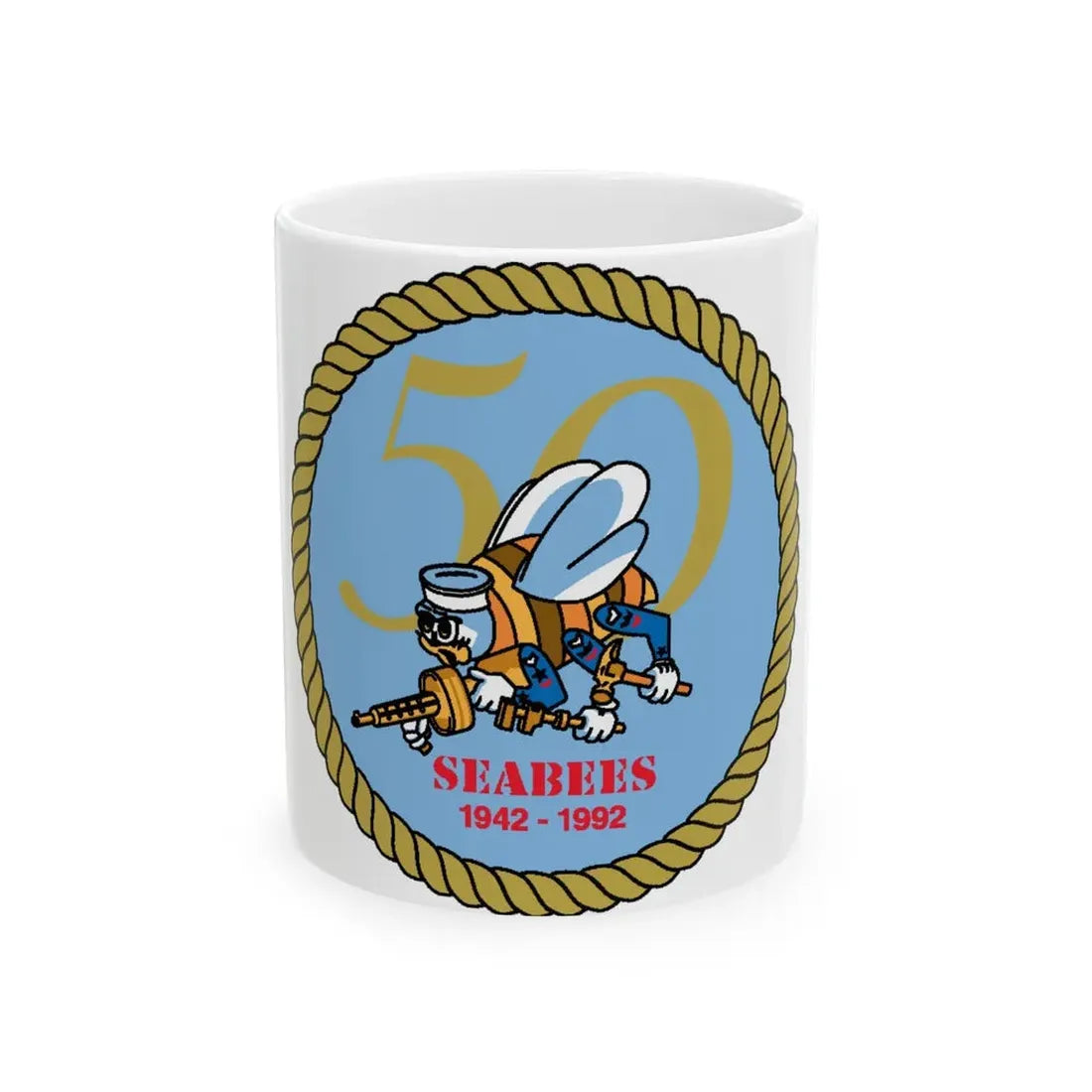 Seabees 50th (U.S. Navy) White Coffee Mug 11oz - Go Mug Yourself